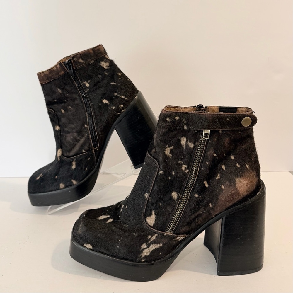 Jeffrey Campbell Havana Last Black and Brown Platform Ankle Boots Size 10 - Picture 4 of 10